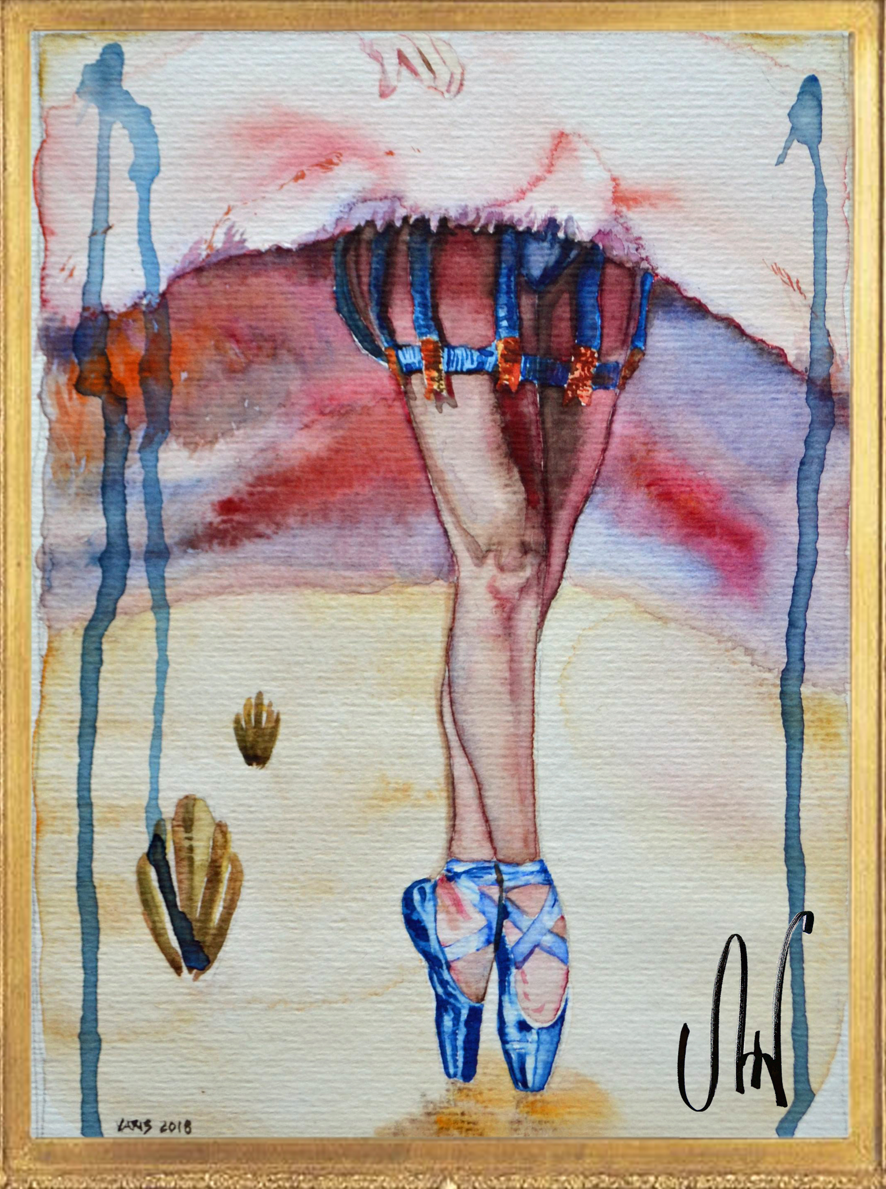 Burlesque Ballerina Legs water colour 2018